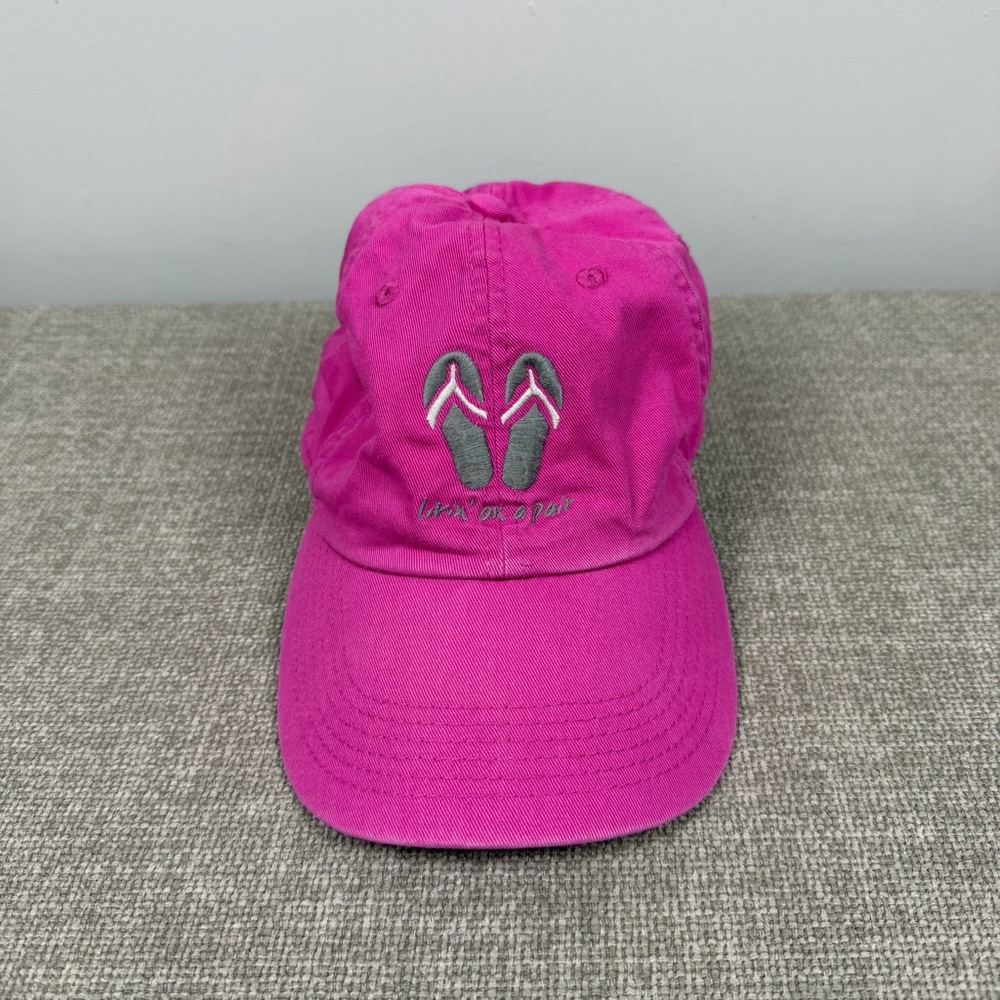 Life Is Good Pink Livin’ on a Pair Flip Flop Baseball Hat Cap Vacation Summer